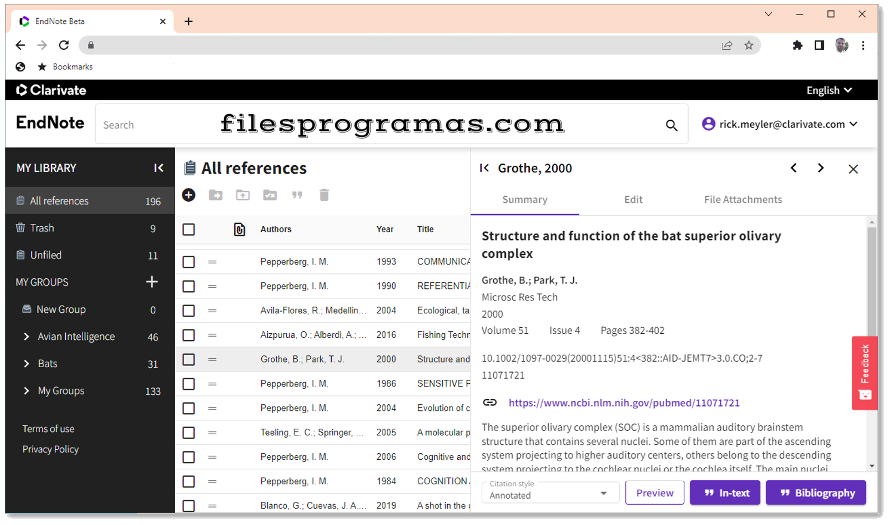 Versión descifrada de EndNote